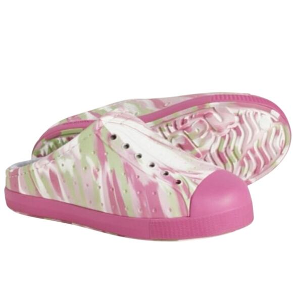 Native NIB Jefferson French Terry Twilight Pink Marble Slip On Shoes Bog Kids 4 - Picture 1 of 8